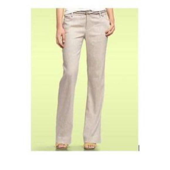 Gap Perfect Trouser Linen Blend Beige Pants Sz 6 Long - Picture 3 of 10